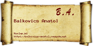 Balkovics Anatol névjegykártya